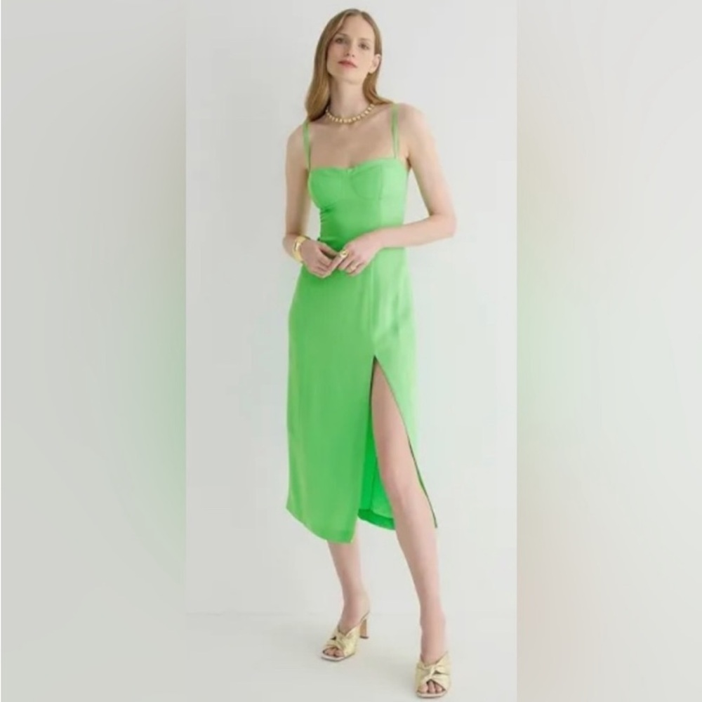 NWT J. Crew Collection Limited Edition Invite Dress Bright Green Crepe Women 24